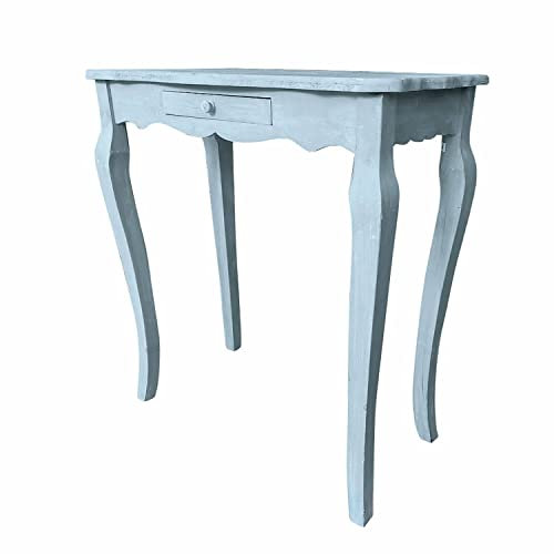 Loberon Konsole Barbey, im Französischen Landhaus-Stil, Antik-Finish, Vintage-Charme, Konsolentisch, Beistelltisch, Tannenholz, antikblau