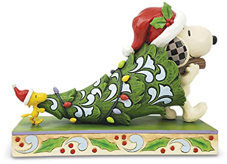 Enesco Peanuts by Jim Shore Snoopy y Woodstock - Figura de árbol de Navidad, 14,7 cm, Multicolor