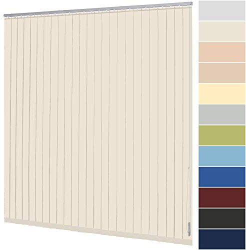 Lamellenvorhang nach Maß Vertikaljalousie 89 mm für Tür und Fenster viele Farben Maßanfertigung Wand- und Deckenmontage Jalousie Lamellen Rollo (Breite 120,1-140 cm x Höhe 200,1-220 cm, Creme)
