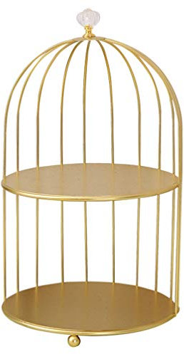 DOITOOL Cosmetics Iron Storage Rack Antique Bird Cage Jewelry Holder Dessert Cupcake Stand Necklace Earring Organizer Display Large Vanity Tray for Women Girl Valentine Souvenir
