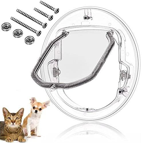 Katzenklappe, 4-Wege-Verriegelung, rund, transparent