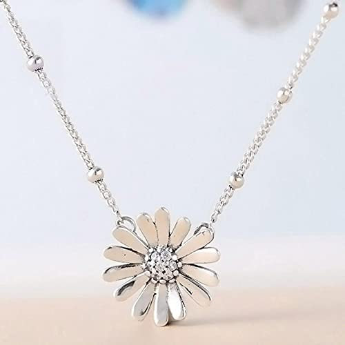 ZXCK Original Pave Daisy Flower Collier With Crystal Necklace For 925 Sterling Silver Necklace Women Wedding Gift Diy Pandora Jewelry-default
