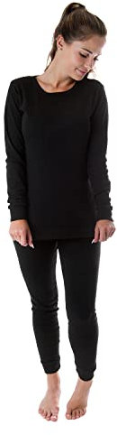 Black Snake Damen Thermo Unterwäsche mit Innenfleece - Set Unterhemd und Unterhose - M - Schwarz