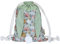 Papierdrachen Hasen Rucksack Blumen & Grün - Turnbeutel aus Baumwolle/Canvas mit langen Hasenohren - Geschenk zu Ostern - Umhängetasche für Mädchen und Jungen