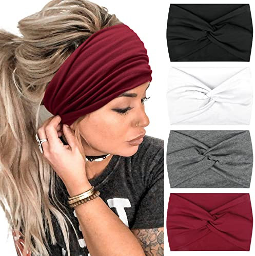 Haarband Damen Boho Stirnbänder Weiche Haarbänder Breite Stirnband Elastische Kopfband Haarschmuck für Frauen und Mädchen