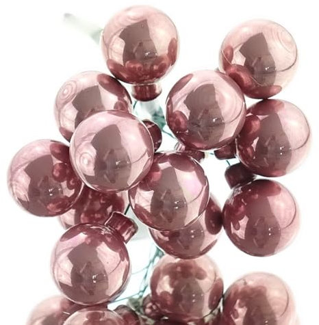 Kaemingk Mini-Weihnachtskugeln Velvet Pink samtpink am Draht Ø 2,5 cm aus Glas - 12er Set