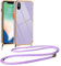 Vauki Cover con Cordino per iPhone XS/X, Carina Motivo Cuore Custodia con Collana, Antiurto Ultra silicone TPU Morbida e Sottile Catena per Cellulare Case per iPhone XS 5.8, Viola