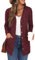 GRECERELLE Womens Cardigan Long Sleeve Open Front Cardigans Button Down V Neck Ribbed Knit Lightweight Outerwear with Pocket (Wine Red, XL)
