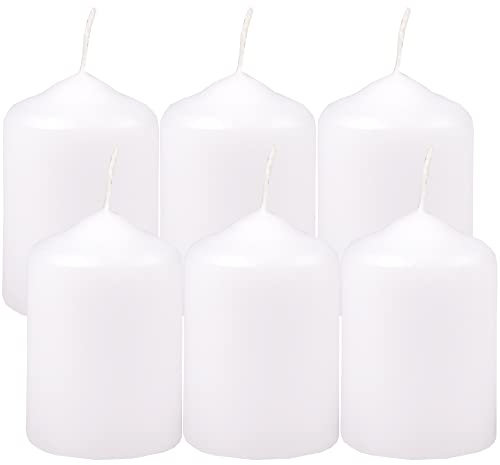 HS Candle Wachskerzen Stumpenkerzen Weiß Ø4cm x 6cm (6 Stück) Teelicht Durchmesser, in vielen Farben - Hergestellt in EU - Kerzen Blockkerzen - Wachs