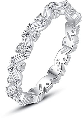 Ring Silber 925 Damen Vintage, Eheringe Nickelfrei Zirkonia Irregulär Größe 57 Modeschmuck Geschenk