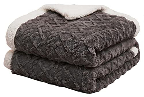 Hayisugal Flauschige Sherpa Kuscheldecke - hochwertige Schafdecke, super weiche Fleecedecke als Sofadecke, Tagesdecke oder Wohndecke Couchdecke Sofa überwurfdecke, Dunkelgrau, 150 x 200cm