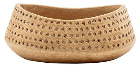 Napco Rustic Carved Dot Brown 3.5 x 7.5 Concrete Bowl