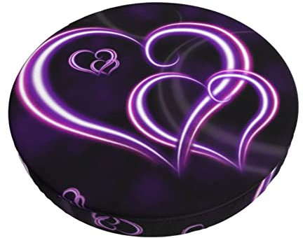 BVMPRS Rundes Barhocker-Kissen mit violetten Herzen, elastisch, für Barhocker, Restaurant, Büro, Höhe 30,5–35,6 cm