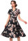 Wedtrend Abend Kleid Damen Rockabilly Schuhe Damen Abendkleid Hochzeit Gast Elegant Midilang WTP30001 BlackMagnoliaFlower M