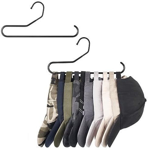 Mkono Hat Organizer for Baseball Caps Metal Hat Rack for Closet Set of 2 Baseball Cap Holder Hat Storage Organizer Holds up to 20 Caps, Hat Hangers for Closet Storage, Black