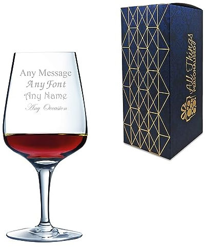 Personalised Engraved Crystal Wine Glass, Short Sublym 350ml or 12.3oz Wine Glass, Gift Boxed, Lead Free, Customise with Any Message, Engraved in The UK