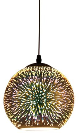 Retro Pendelleuchte 3D Bunte - Pendellampe Vintage E27, Kronleuchter, Glas Feuerwerk Lampenschirm, Bunt Höhenverstellbar Esstisch Hängeleuchte Für Küche Restaurant Schlafzimmer Bar Café