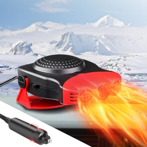 Qidoe Chauffage de Voiture 200 W 12 V - Batterie : Portable - 12 V - Chauffage d'appoint - Débogueur - Minuterie - Chauffage de Voiture avec Allume-Cigare - pour Camping, Camion, Camping-Car, Voiture