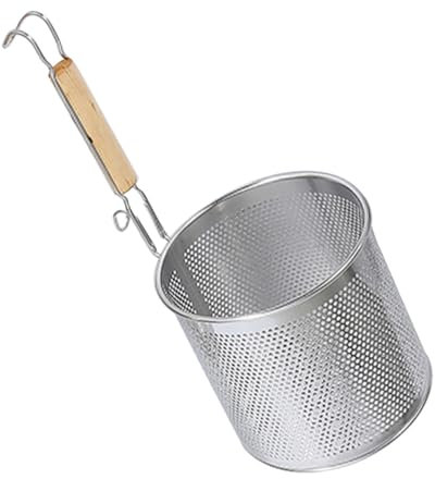 Zerodeko Cuchara De Filtro Cesta De La Freidora Filtro De Cilindro Chinos Cesta De Colador De Ramen Tami Colador De Araña De Malla Cestas De Fideos Acero Inoxidable Mano Cuchara De Comida