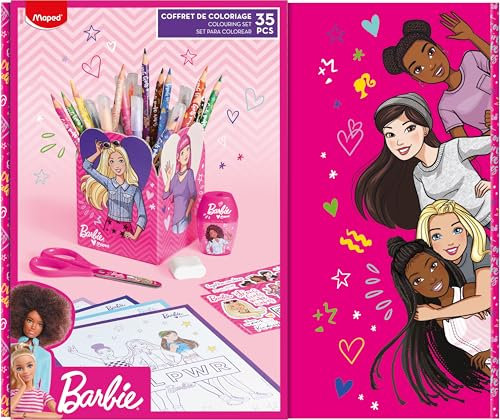 Maped - Geschenk-Box BARBIE - Mal-Zubehör mit Köcher zum Gestalten - 35-tlg.