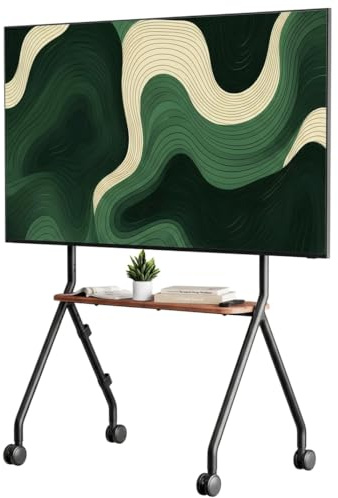 ECOTINY Rollender TV-Ständer für 124-203 cm (49-80 Zoll) Bildschirme bis 50 kg, Höhenverstellbar mit Rollen für Business, Büro, Schule, Zuhause