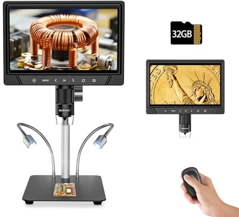 BEBANG 10.1” Microscopio Digitale 1200x per adulti, Microscopio Elettronico a Saldare da 12MP con Schermo per Saldare Monete e Riparazioni Elettroniche, Vista PC, Compatibile Windows/MacOS, 32G Scheda