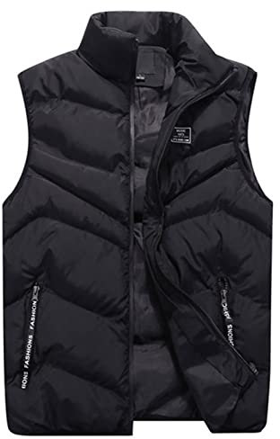 Weste, Herren Wärmeweste Reißverschluss Ärmellos Steppweste Jacke Outwear Tops Mit Tasche Kordelzug Veste Schwarz Grosse Grösse Outdoor Leicht Slim Fit Rote Xxxl Beheizbarer Schal (3XL, Black)