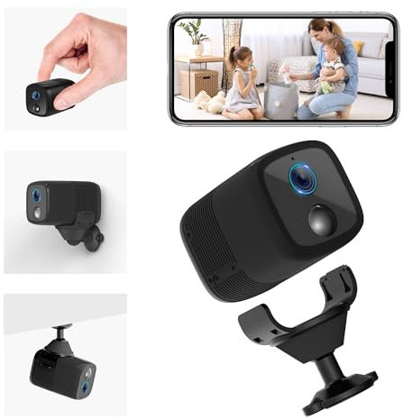 UCOCARE Mini Camera Espion sans Fil WiFi, Camera Surveillance WiFi Interieur sans Fil, Batterie 5200mAh, HD Mini Camera, Angle Vision 160°, AI Détection Alerte, 10m Vision Nocturne, Support SD/Cloud