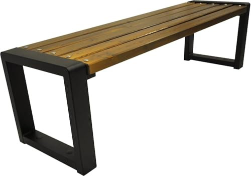Primario Grande Gartenbank, Parkbank - Gartenmöbel, Outdoor Bank mit 350kg Tragfähigkeit - Sitzbank Holz Wetterfeste (Grande-BO, Nuss, 200cm - Sitzlänge, CE)