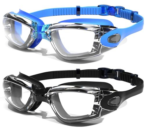 EasYoung Swimming Goggles, 2-Pack Swim Goggles for Adult Men Women Youth, Anti-Fog, UV Protection, No Leaking