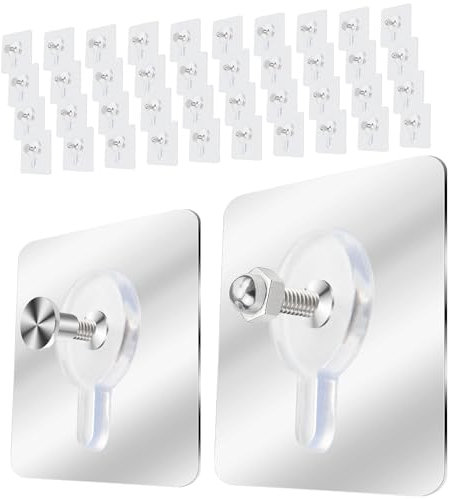 40 Stück Klebehaken Bilderrahmen Ohne Bohren Bilderhaken Selbstklebend Extra Stark Klebenagel Tapeten Bilder Haken Wand Befestigungen für Bilder Poster Fotos Dekorative Gemälde Painting(Transparent)