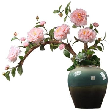 DIANXI Gefälschte Blumenstrauß Pfingstrose, künstliche Blumenornamente, Wohnzimmer-Innendekoration, künstliche Blumen, chinesisches Blumenarrangement, Bonsai-Ornamente Hochzeitsdekoration