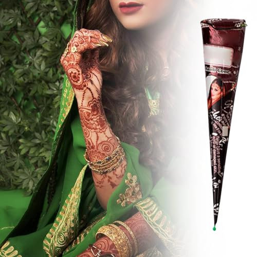 Henna Braun für Sommersprossen, 2024 Henna Tattoo Farbe Braun für Temporäre Tattoo, Henna Braun Paste Cones Kegel, Natürlich Braunes Henna Einfache Anwendung Ohne Zusätze (1 pcs)