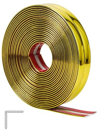 ZOWZOW Zierleisten Selbstklebend, Kantenschutz Leisten, Selbstklebende Dekorleisten Wandleisten, L-förmiger Eckenschutz, Flexible Eckverkleidung für Decke Möbel Küchenarbeitsplatte Gold 2 cm ×6,1m