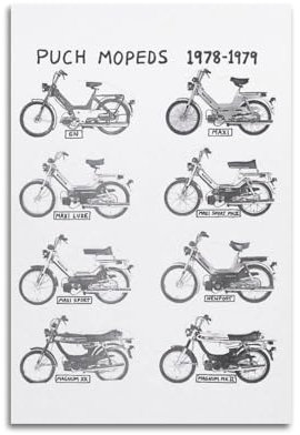 UNSGA Vintage-Motorrad-Poster, Motiv: Moped und Fahrrad, dekoratives Gemälde, Leinwand, Wandposter und Kunstdruck, moderne Familienschlafzimmer-Dekoration, Poster, 30 x 45 cm