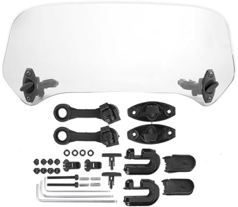 Universal Windschutzscheibe Motorrad Windschild Verstellbar Clip-On Spoiler Windabweiser für 5-7 Zoll Scheinwerfer Transparent