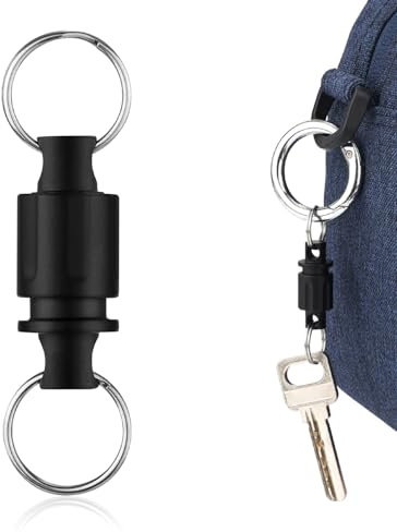 Titanium Keychain Quick Release, Pull Apart Keychain Detachable Key Rings with 2 Split Rings Quick Release Keychain Chain Separate Quick Disconnect Convenient Accessory Gift (Black and Silver)