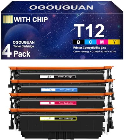 OGOUGUAN T12 Kompatible Tonerkartusche mit Chip für Canon i-SENSYS X C1333i C1333iF C1333P Drucker (4er-Pack)