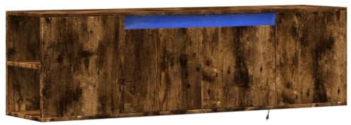vidaXL Mobile TV a Parete con Luci LED Rovere Fumo 135x31x39,5 cm, Mobile TV sospeso a Parete, unità TV sospesa, unità TV montata a Parete