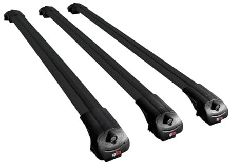 ipqi Compatible avec Renault Kangoo 2 (X61) 2007-2020 ACE-1 Barres de Toit Railing Porte-Bagages de Voiture Noir Aluminium 3 Barres