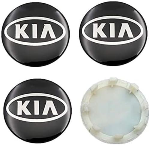 JianJunSuper 4 Stück Nabendeckel Auto für KIA K3 K5 Rio Sportage Sorento Optima Oprius Forte Soul Ceed Cerato,Langlebig Stabil Radnabenkappen Hochwertiges Radnaben Auto Zubehör,Black-1