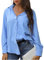 CrystErzoix Chemisier Blouse Femme Manches Longues Chemise Classique Boutonnée Shirt Top Élégant Haut Casual Tunique pour Le Printemps et l'Été
