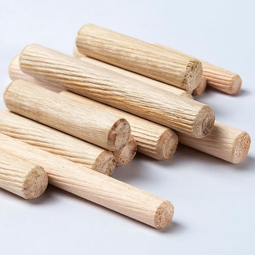 COYOUCO Holzdübel, 8 mm Durchmesser geriffelte Holzdübel Stangen Hartholz Bastel-Dübel, 100 Stück,60mm