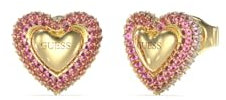Guess Damen-Ohrringe Ohrstecker Herz Goldfarben/Weiß JUBE05008JWYGPK