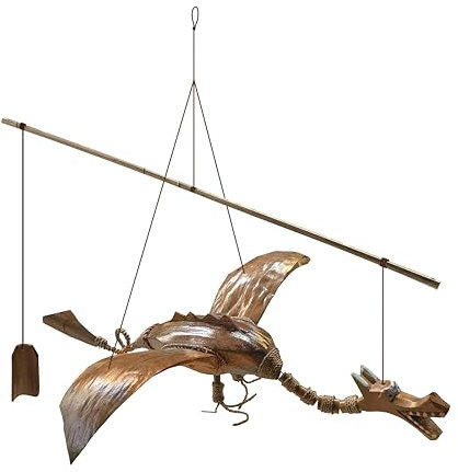 Windspiel Drache aus Kokosnuss – Handarbeit 70 cm Gartendeko