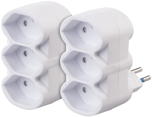revolt Dreifach Stecker: CH: 2er-Set Dreifach-Steckdosen für Typ J (Schweiz), 230 Volt, 2.300 W (Mehrfachstecker Steckdosen, Dreifachstecker für Steckdose, Doppelstecker)