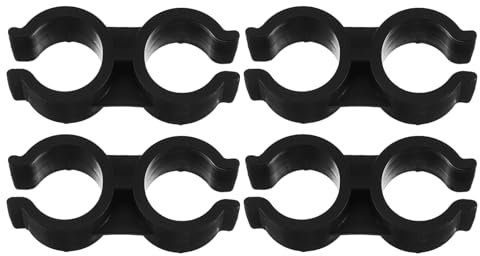 BESTonZON 4pcs Double Tube Clamp Plastic Holder for Dustpan Broom Connection Fit Sturdy Fastener for Shelf Pole Boat Hook Robust Design for Cleaning Tasks