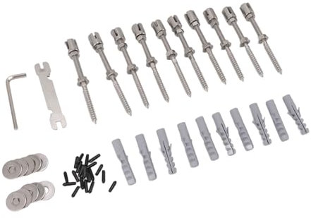 Metalldraht -Gitter Moderne Flexible Layout Unsichtbarer Starker Tragwandschitter für Kletterpflanzen, Edelstahl, 10 Packung von 10 (Ohne Stahldraht)