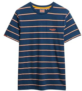 Superdry Herren Essentials Stripe T-Shirt Flaschenblauer Streifen Im Stil Der 90Er-Jahre XXL