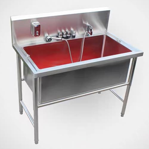Station De Lavage Pour Chiens En Acier Inoxydable, Cuve De Toilettage Professionnel, Baignoire Pour Chiens Lavage Pour Animaux De Compagnie, évier à Laver Pour La Maison, Avec Robinet(80cm/31.5in,Dept